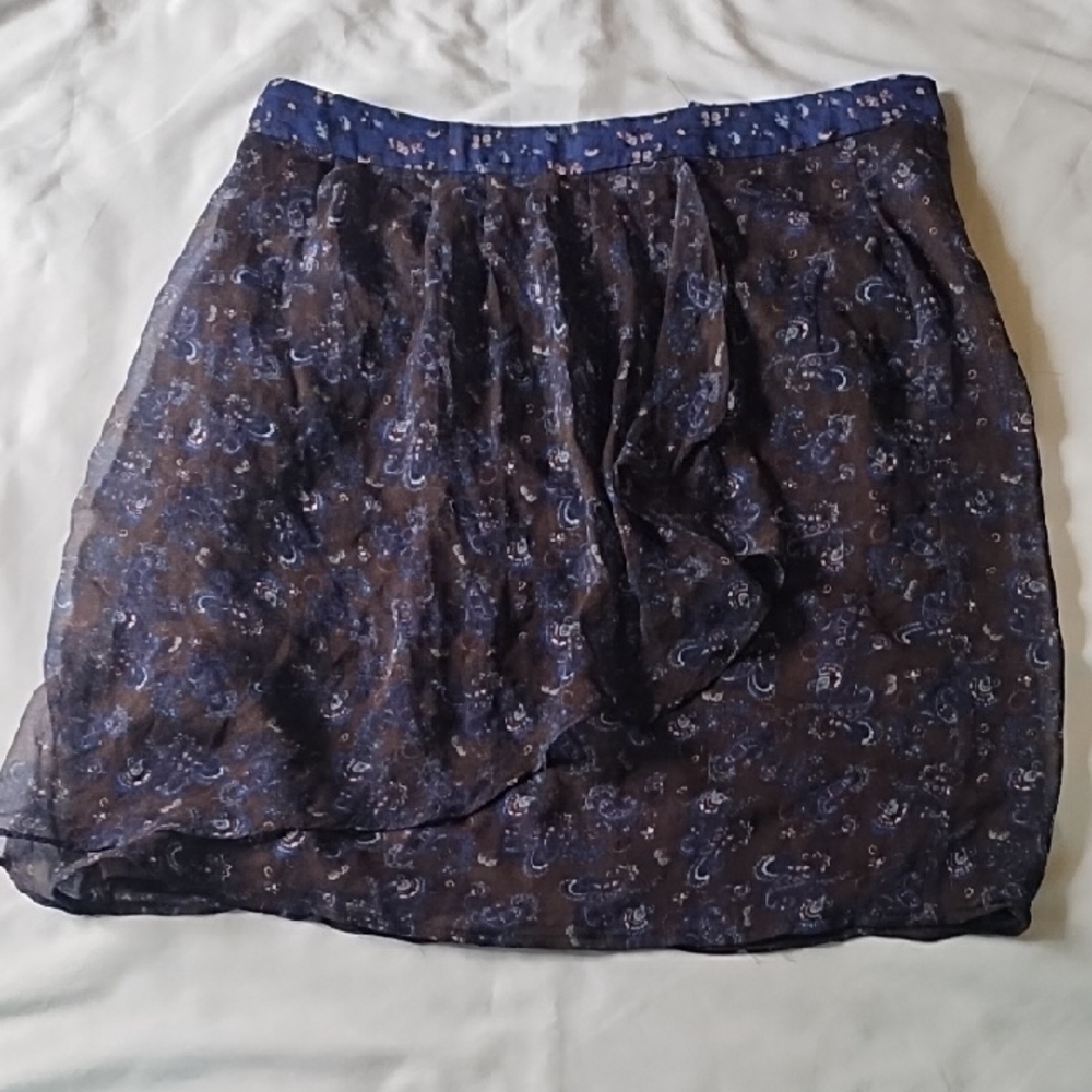 Mango Suit Silk Paisley Faux-Wrap Skirt